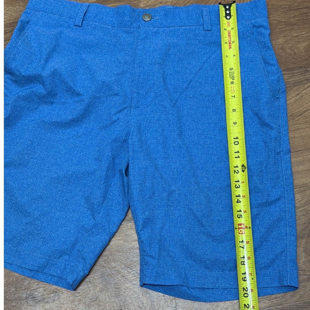 Peter Millar Mens Blue Performance Golf Shorts Size 34 Stretch Micro Check - Picture 4 of 9